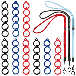 Gorgecraft 3 Stück 3 Farben Nylonschnur-Halsbänder, Umhängeband für elektronische Zigaretten, mit Kunststoff- und Silikonzubehör und 45 Stück 3-Farben-Silikonanhänger, Mischfarbe