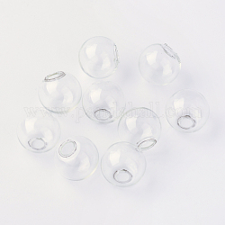 Round Mechanized Blown Glass Globe Ball Bottles, for Stud Earring or Crafts, Clear, 11~12mm, Half Hole: 3~5mm