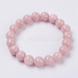 Bracelet extensible avec perles en jade jaune naturel, teinte, ronde, blush lavande, 2 pouce (5 cm), perles: 8 mm