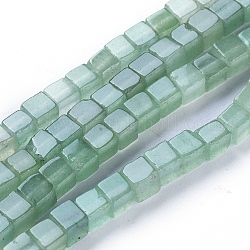 Verde naturale perline avventurina fili, cubo, 4~4.5x4~4.5x4~4.5mm, Foro: 0.8 mm, circa 96pcs/filo, 15.75 pollice (40 cm)