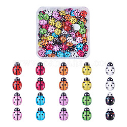 Transparent Flat Back Resin Cabochons, Ladybug Shape, Mixed Color, 12.5x8.5x3.5mm, 100pcs/box