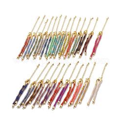 Nylon Cord Bracelets, for Connector Charm Bracelet Making, with Rack Plating Golden Lobster Claw Clasps & Chain Extenders, Long-Lasting Plated, Cadmium Free & Lead Free, Mixed Color, 5-3/4~6x1/8x1/8 inch(14.7~15.2x0.3cm)