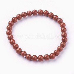 Perle di diaspro rosso si estendono bracciali, tondo, 1-7/8 pollice ~ 2-1/8 pollici (4.9~5.3 cm), perline: 6~7 mm