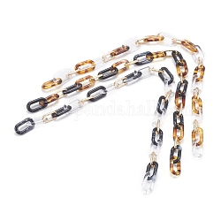 Conjuntos de cadenas de cable de acrílico hechos a mano, con anillo de enlace de aluminio dorado, color mezclado, enlaces: 20x11x3 mm y 15x7x2 mm, 39.37 pulgada (1 m) / hebra, 3 hebras / set