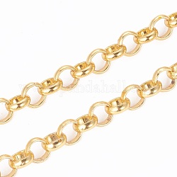Iron Rolo Chains, Belcher Chain, Unwelded, with Spool, Long-Lasting Plated, Golden, 6x2mm, about 328.08 Feet(100m)/roll