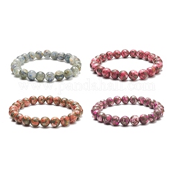 Bracelets extensibles en perles rondes avec pierres précieuses assemblées mélangées, pour hommes femmes, diamètre intérieur: 2-1/8 pouce (5.35 cm)