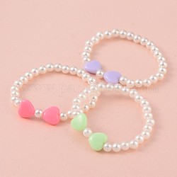 Imitation perles bracelets de perles acrylique extensibles pour enfants, avec des perles acryliques opaques, couleur mixte, 43mm