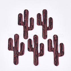 Grands pendentifs en cuir de vache écologique, cactus, brun, 60x30x1.5mm, Trou: 1.5mm