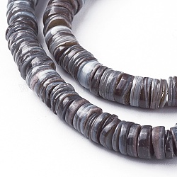 Chapelets de perles de coquillage, teinte, disque, grises , 4.9~6x0.4~6mm, Trou: 1.4mm, environ 15.94 pouce ~ 16.14 pouces (40.5~41 cm)