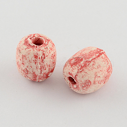 Handmade China Clay Beads Antique Porcelain Beads, Ceramic Oval Beads for Beaded Jewelry Making, Coral, 13x12mm, Hole: 3mm