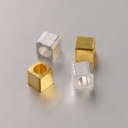 Куб латунь разделительные бусины, разноцветные, 3x3x3 мм, отверстие : 1.5 мм
