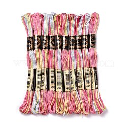 10 ovillo de hilo de bordar de poliéster de 6 cabos, hilos de punto de cruz, segmento teñido, color de rosa caliente, 0.5mm, aproximadamente 8.75 yarda (8 m) / madeja