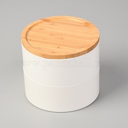 Двухслойная штабелируемая шкатулка для драгоценностей, Деревянная коробка, круговой, цветочный белый, 12.1x14 см, внутренний диаметр: 135 мм