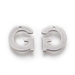304 charms in acciaio inox, lettera, letter.g, 11x10x0.7mm, Foro: 1 mm