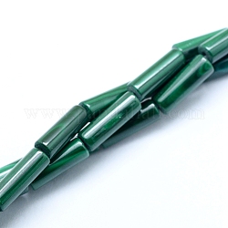 Природного малахита бисер нитей, колонка, 12~13x4 мм, отверстие : 0.8 мм, около 33 шт / нитка, 15.75 дюйм (40 см)