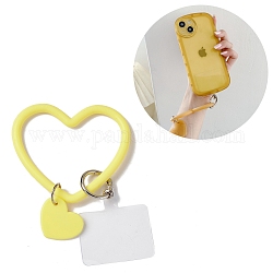 Cordino per telefono in silicone con anello a cuore, cordino da polso con supporto portachiavi in plastica e lega, giallo champagne, 18.2cm