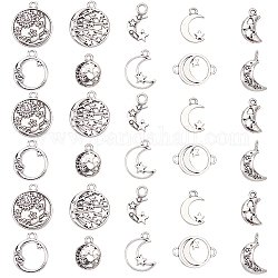 PH PandaHall 165pcs Moon Star Charms 10 Styles Crescent Moon Charms Antique Silver Romantic Charms Pendants for Eid Mubarak Ramadan Necklace Bracelet Earrings Christmas Valentine's Day Jewelry Making