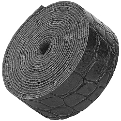 Stoff aus PU-Leder mit Alligatormuster, für Schuhe Tasche Nähen Patchwork DIY Bastelapplikationen, Schwarz, 2.5x0.1 cm, 2 m / Rolle