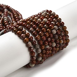 Perle di diaspro naturale fili, tondo, 4~5mm, Foro: 0.7 mm, circa 88pcs/filo, 15.67'' (39.8 cm)
