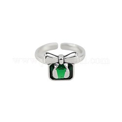 スター指輪シルバーの蝶結びボックスの指輪925個  開いているカフス  キュービックジルコニア付き  グリーン  アンティークシルバー