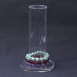 Soporte de exhibición de pulsera de joyería de torre vertical de vidrio orgánico, titular de la pulsera, columna, Claro, 51x18mm
