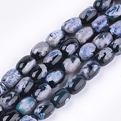 Fuoco naturale agata crepitio fili di perline, tinto, barile, blu royal, 17~18x13mm, Foro: 1 mm, circa 22pcs/filo, 15.3 pollice