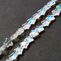Transparent Glass Beads Strand, Star, Clear, 10x10x4mm, Hole: 0.8mm, about 40pcs/strand, 13.39~14.17 inch(34~36cm)