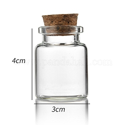 Botella de vidrio, con tapón de corcho, deseando botella, columna, Claro, 3x4 cm, capacidad: 15ml (0.51fl. oz)