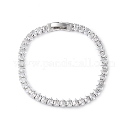 Bracelet de tennis en zircone cubique, bracelet chaîne à maillons en forme de larme en laiton platine pour femme, sans cadmium et sans plomb, clair, 7-1/8 pouce (18.2 cm)