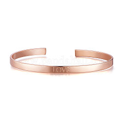 Bracelets de manchette en laiton Shegrace, avec le mot amour, or rose, 2-1/2 pouce (6.55 cm)