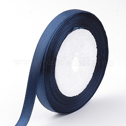 High Dense Single Face Satin Ribbon, Polyester Ribbons, Midnight Blue, 1/4 inch(6~7mm), about 25yards/roll, 10rolls/group, about 250yards/group(228.6m/group)