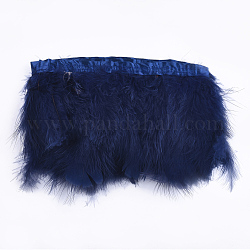 Guarnizione con frangia di piume di tacchino, accessori costume, tinto, Blue Marine, 120~180 mm, circa 2 m / borsa