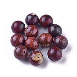 Perles naturelles anciennes en jaspe arc-en-ciel rouge, ronde, 12.5mm, Trou: 0.8mm
