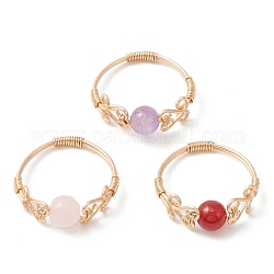 Anello da dito con pietre preziose naturali miste, gioielli avvolgenti in filo di ottone per le donne, diametro interno: 19mm