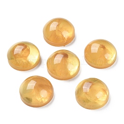 Cabochons en résine translucide, demi-rond / dôme, verge d'or, 19x9.5mm
