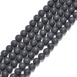 Fili di perline agata nero naturale, tondo, smerigliato, nero, 8mm, Foro: 1 mm, circa 48~50pcs/filo, 15~15.5 pollice