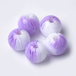 Perles en résine, ronde, lilas, 12x11.5mm, Trou: 2.5mm