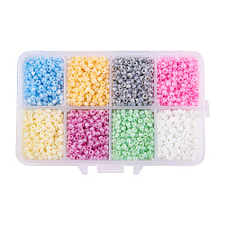 Pandahall elite 8/0 perles de rocaille rondes en verre, mixedstyle, couleur mixte, 3mm, Trou: 0.8mm, environ 4200 pcs / boîte