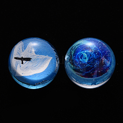 Universe Galaxy Starry Night Transparent Epoxy Resin Beads, with Single Plastic Seagull inside, No Hole/Undrilled, Round, Dodger Blue, 20mm