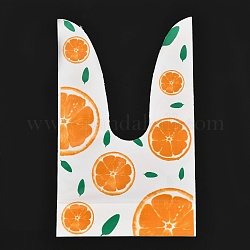 Plastic Candy Bags, Rabbit Ear Bags, Gift Bags, Two-Side Printed, Orange Pattern, 22x13.8x0.05cm, about 45~50pcs/bag