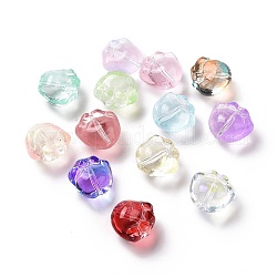 Perles de verre peintes par pulvérisation transparent, impression de patte de chat, couleur mixte, 11x12x8.5mm, Trou: 1.2mm