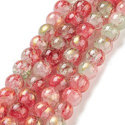 Chapelets de perles en verre craquelé peint, avec de la poudre d'or, ronde, rouge, 6mm, Trou: 1.2mm, Environ 147 pcs/chapelet, 31.10 pouce (79 cm)