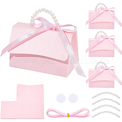 Benecreat 16 компл. коробка для свадебных сувениров набор «сделай сам», Розовая коробка из крафт-бумаги с жемчужной ручкой, ленты, наклейки, подарочные коробки на день рождения, партия пользу, бутик, свадьба и годовщина