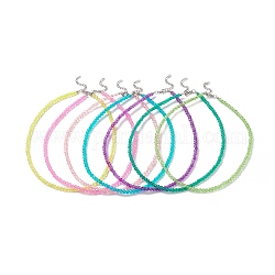 Ensembles de colliers de perles de verre craquelé pour femmes, avec alliage homard fermoirs pince, couleur mixte, 16.14 pouce (41 cm), 7 pièces / kit