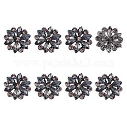 Superfindings 8 pièces boutons à tige en alliage de strass à 1 trous, fleur, gunmetal, 18.5~19.5x6mm, Trou: 2.6mm