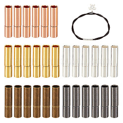 OLYCRAFT 30 Sets 5 Colors Brass Bayonet Clasps Leather Cord Clasps Column Push Clasps Brass Cord Ends Cylinder Bayonet Push Clasps for 2.7mm Round Leather Cord Connectors Jewelry Making DIY Crafts