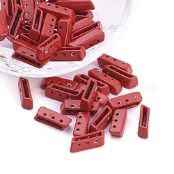 Maglie multi-filo in lega verniciata a spruzzo, per la fabbricazione di bracciali elastici per piastrelle, rettangolo, rosso, 5x14x4mm, Foro: 1 mm