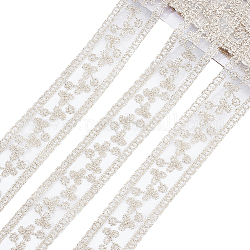 Polyester Hollow Embroidered Lace Trim, Flower Pattern, Wheat, 1-1/2 inch(38mm), 10 yards/card