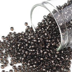 Cuentas de semillas redondas toho, Abalorios de la semilla japonés, (750) diamante negro forrado de cobre, 11/0, 2.2mm, agujero: 0.8 mm, aproximamente 5555 unidades / 50 g