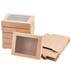Картонная коробка, с прозрачным окном из ПВХ, прямоугольные, верблюжие, 14.5x10.5x2.5 см